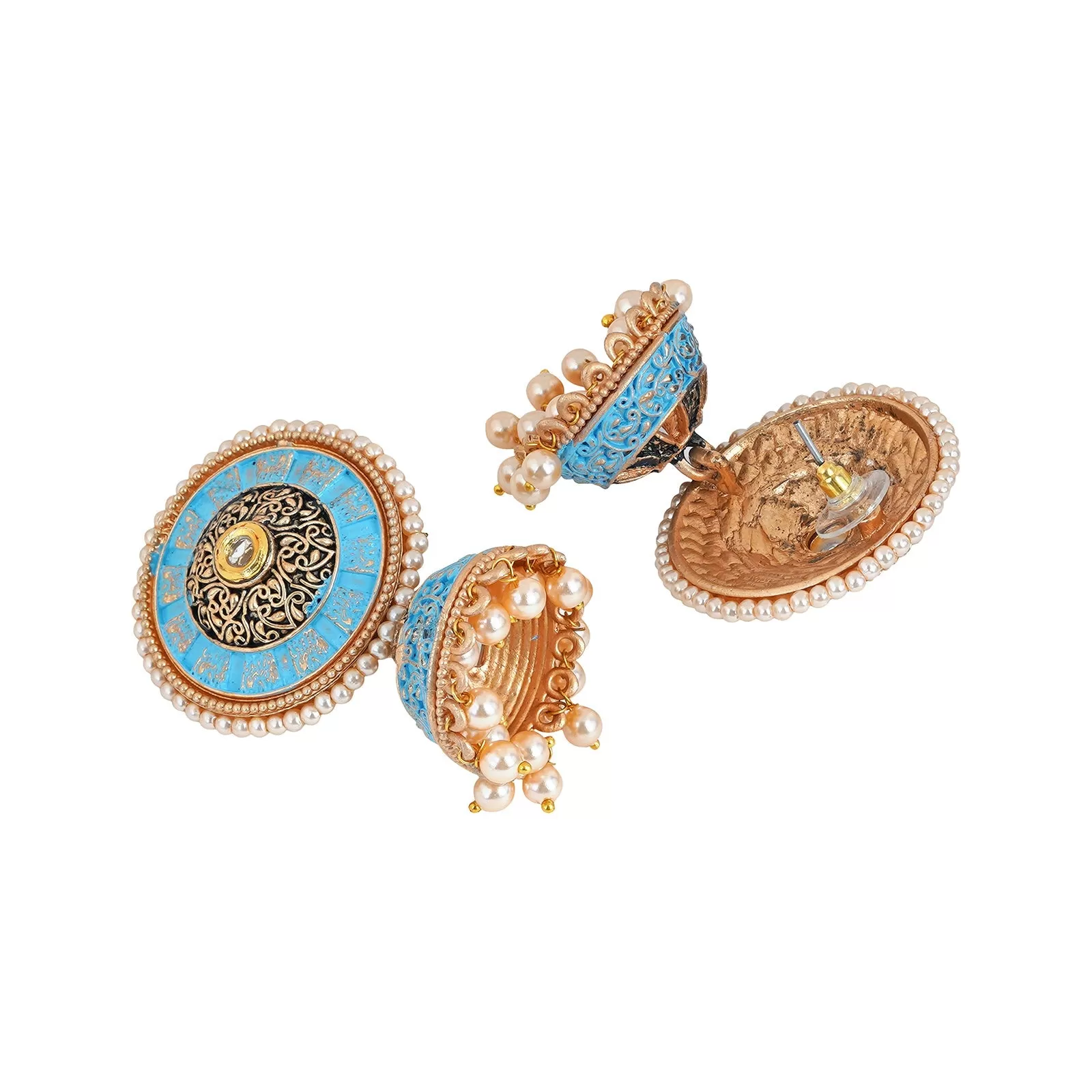 Teejh Manavi Light Blue Gold enamel Earring