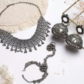 Teejh Meha Silver Oxidised Jewelry Gift Set