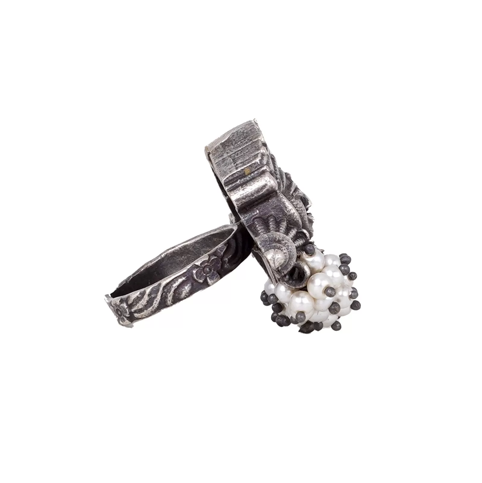 Teejh Navika Tribal Ethnic Silver Oxidised Teejh Ring