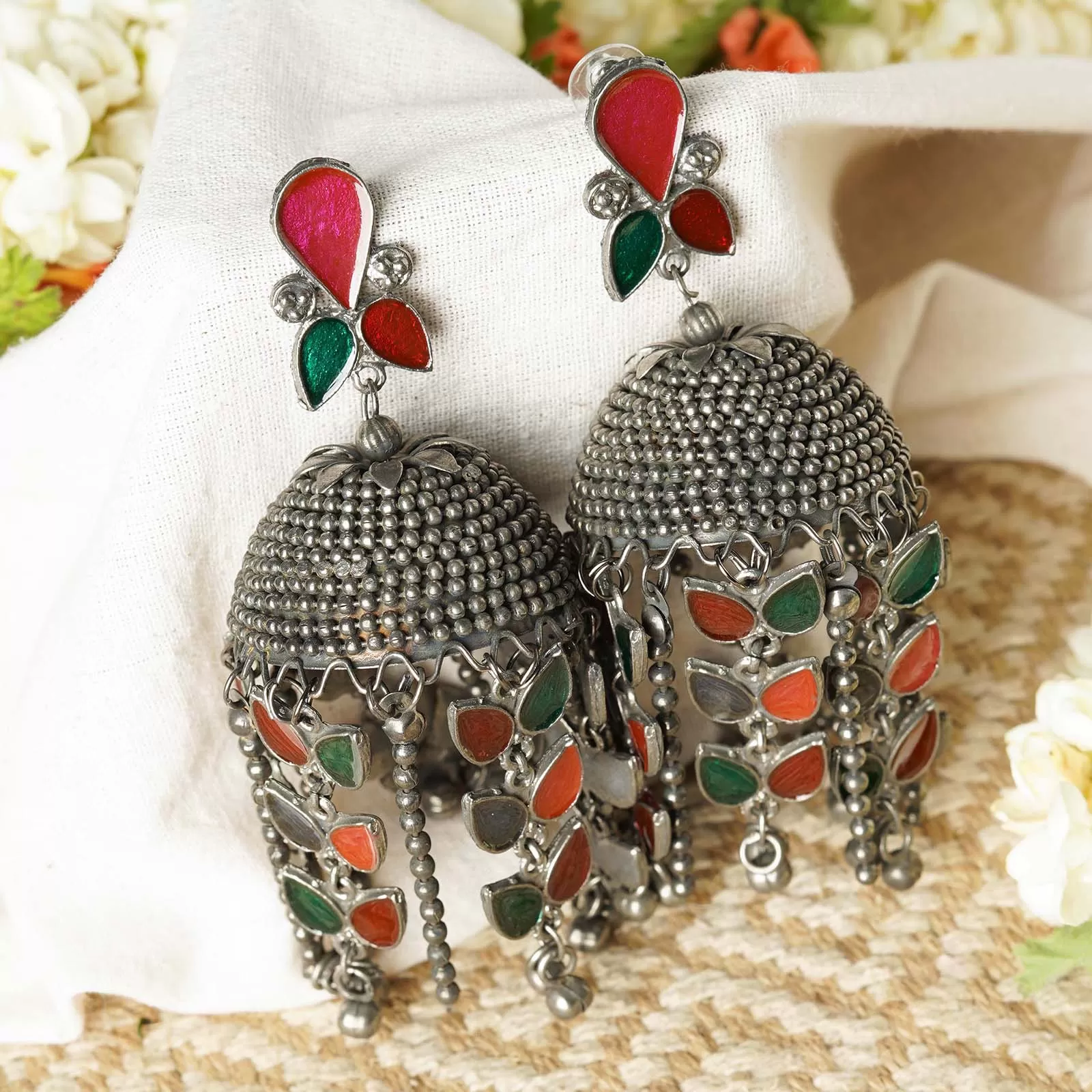 Teejh Niharika Silver Oxidised Earring