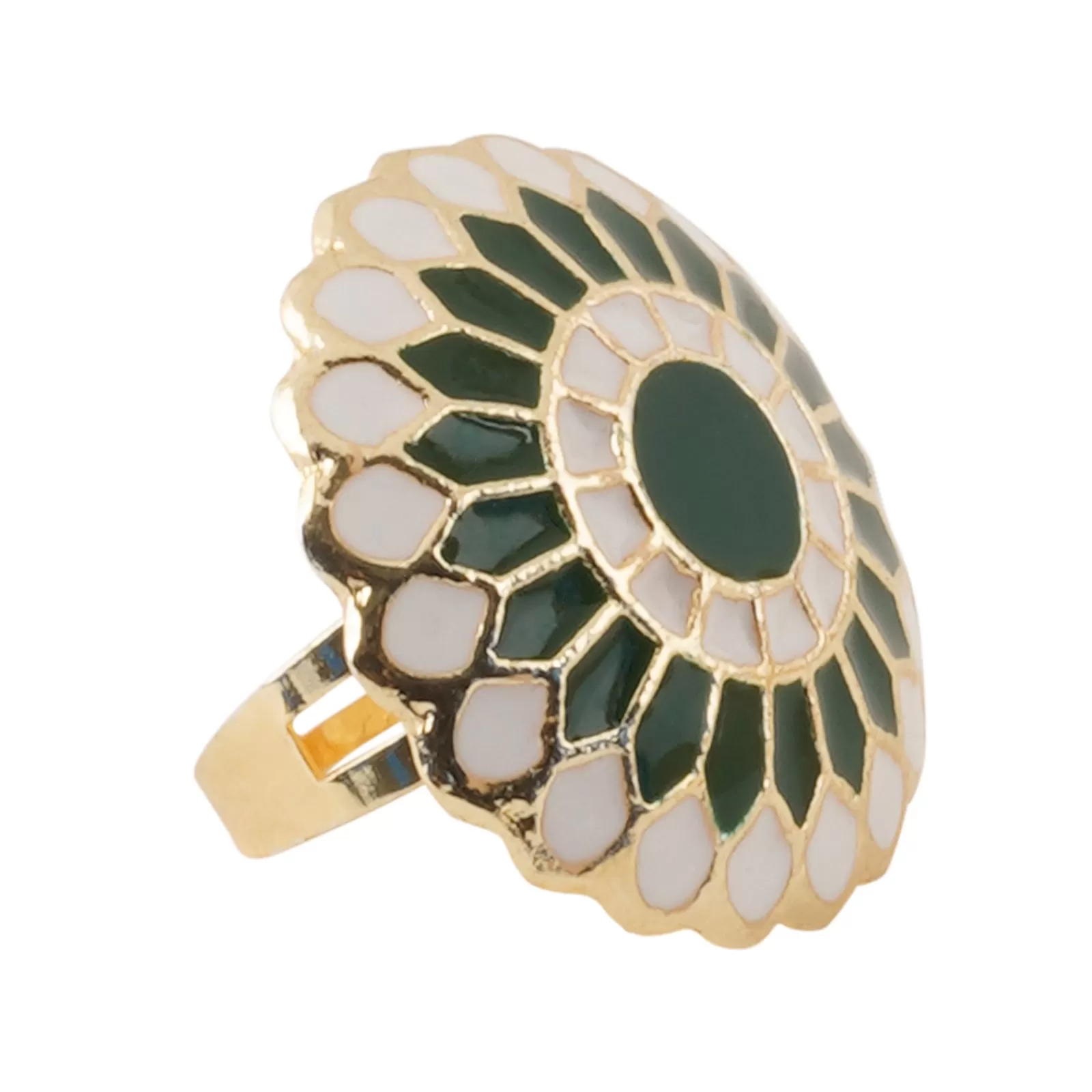 Teejh Niteeksha Green and White Gold Enamel Ring