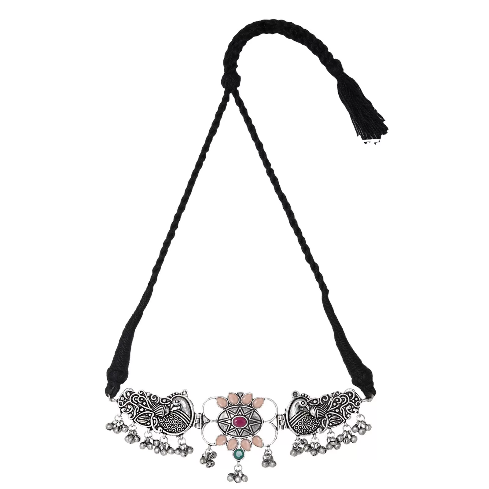 Teejh Parul Orange Peacock Choker Necklace