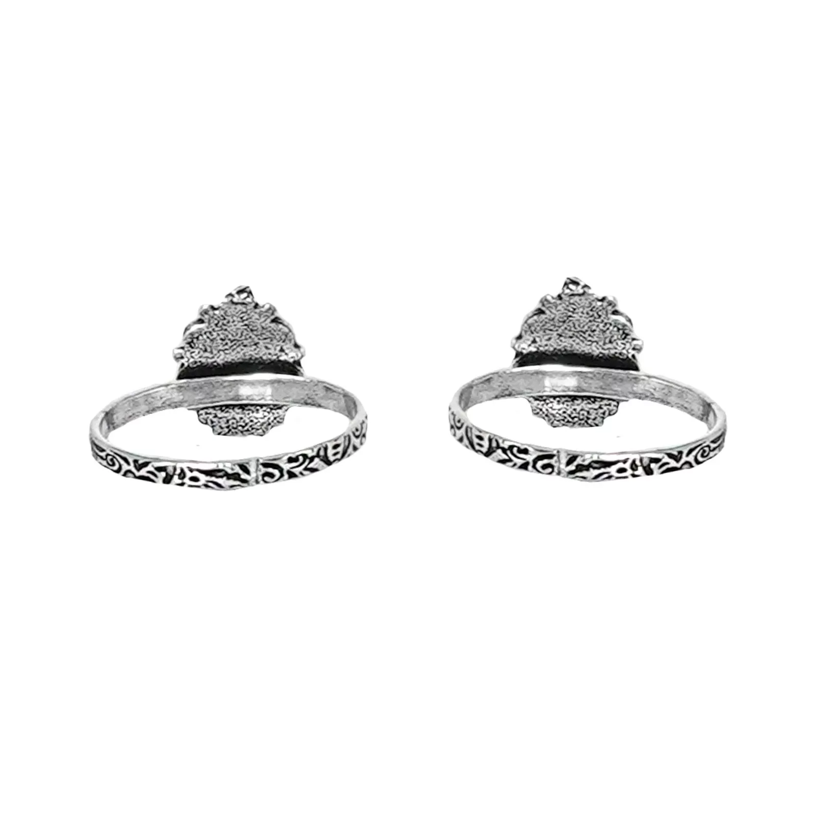 Teejh Pravya White Stone Silver Oxidised Toe Rings