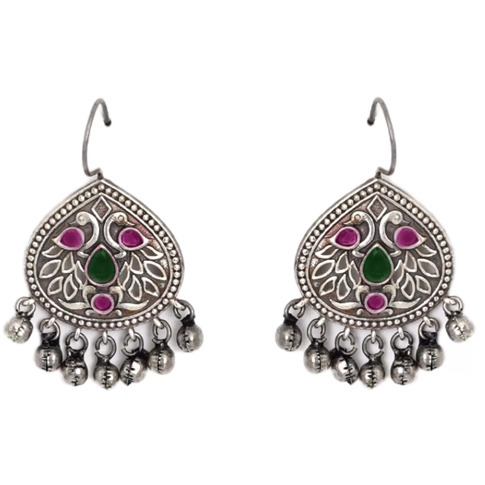 Teejh Vanya Silver Oxidised Mulitcolored Earrings