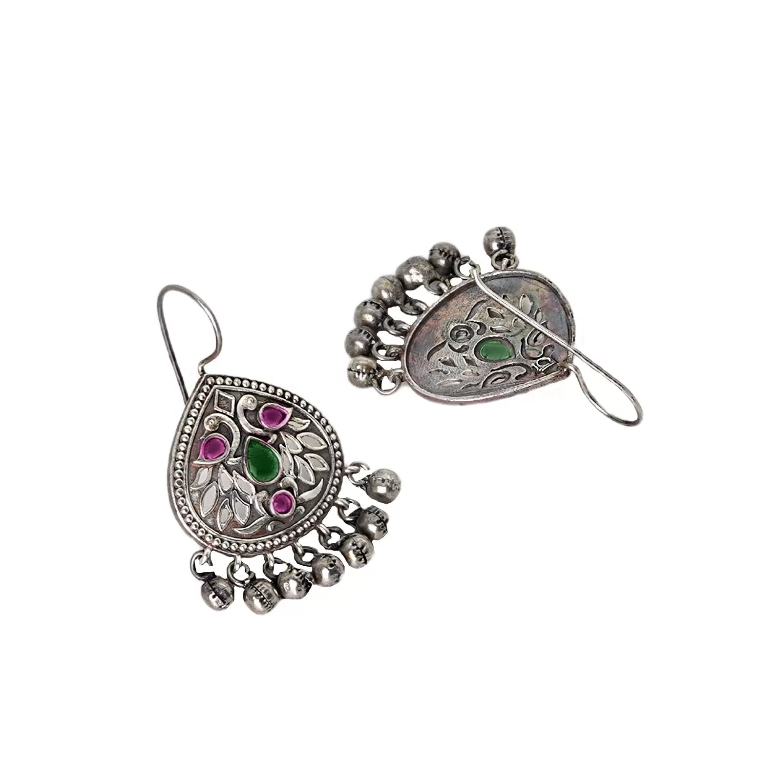 Teejh Vanya Silver Oxidised Mulitcolored Earrings