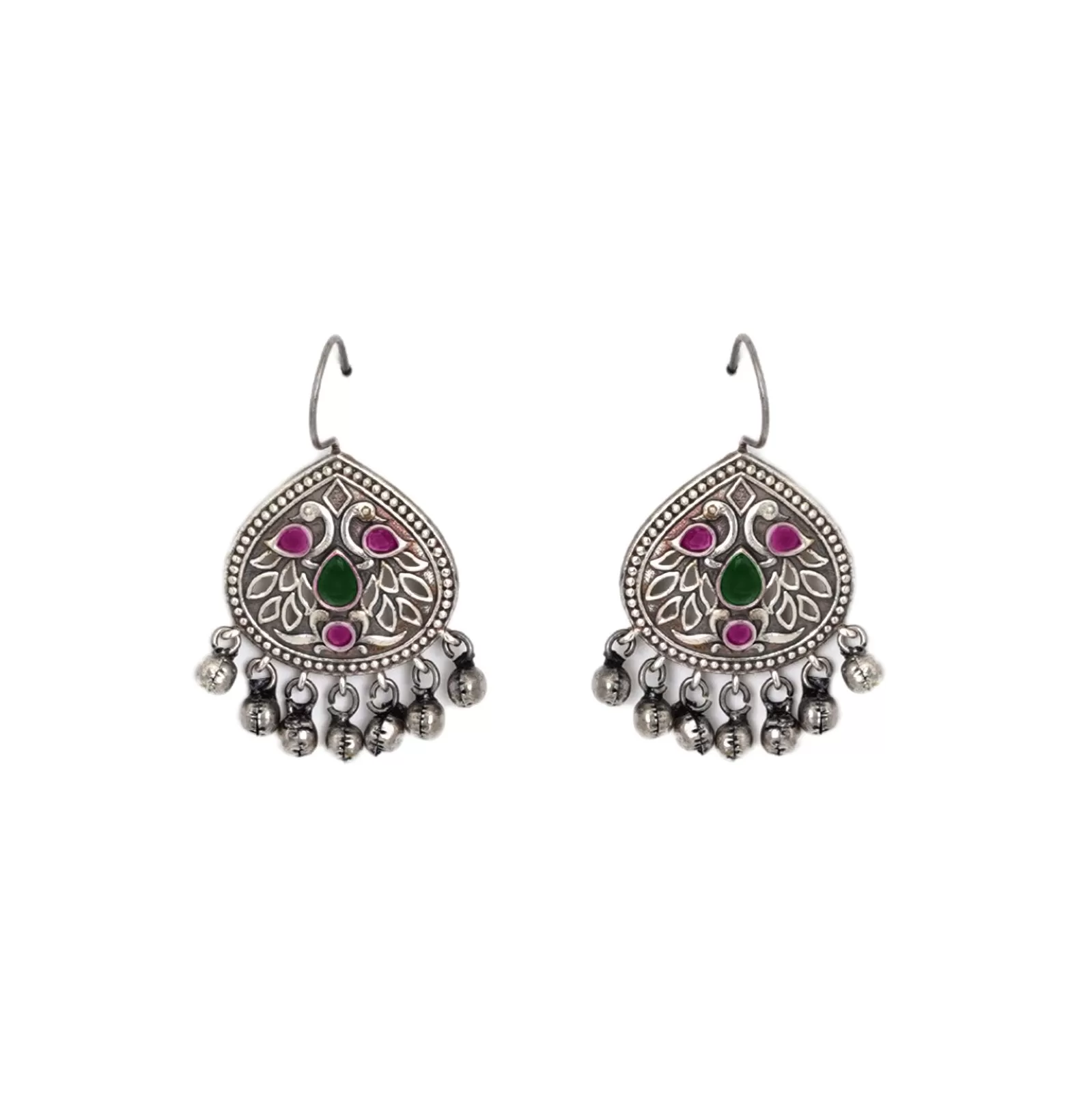 Teejh Vanya Silver Oxidised Mulitcolored Earrings