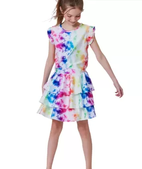 Terez Girls Rainbow Ice Dye Tiered Skirt