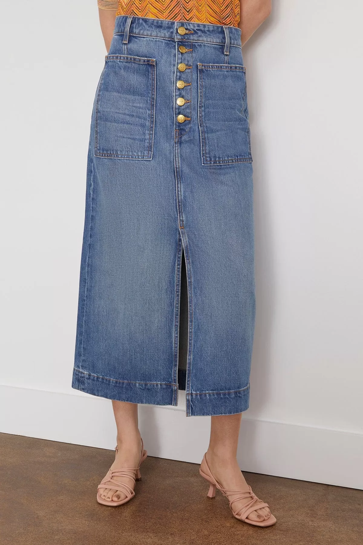 The Bea Skirt in Danube Medium Indigo Wash