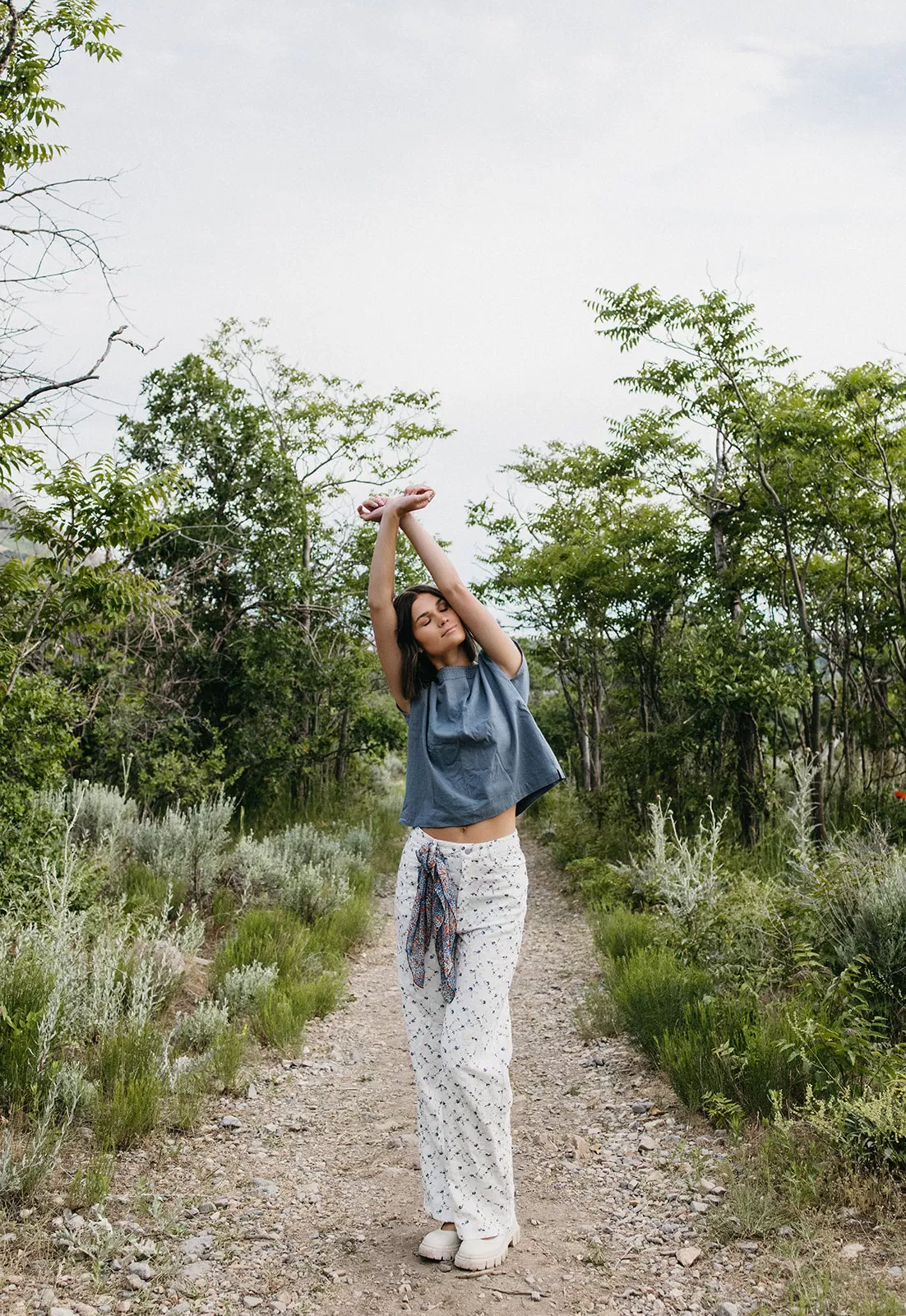 The Goucher Embroidered Pant in Ivory Floral