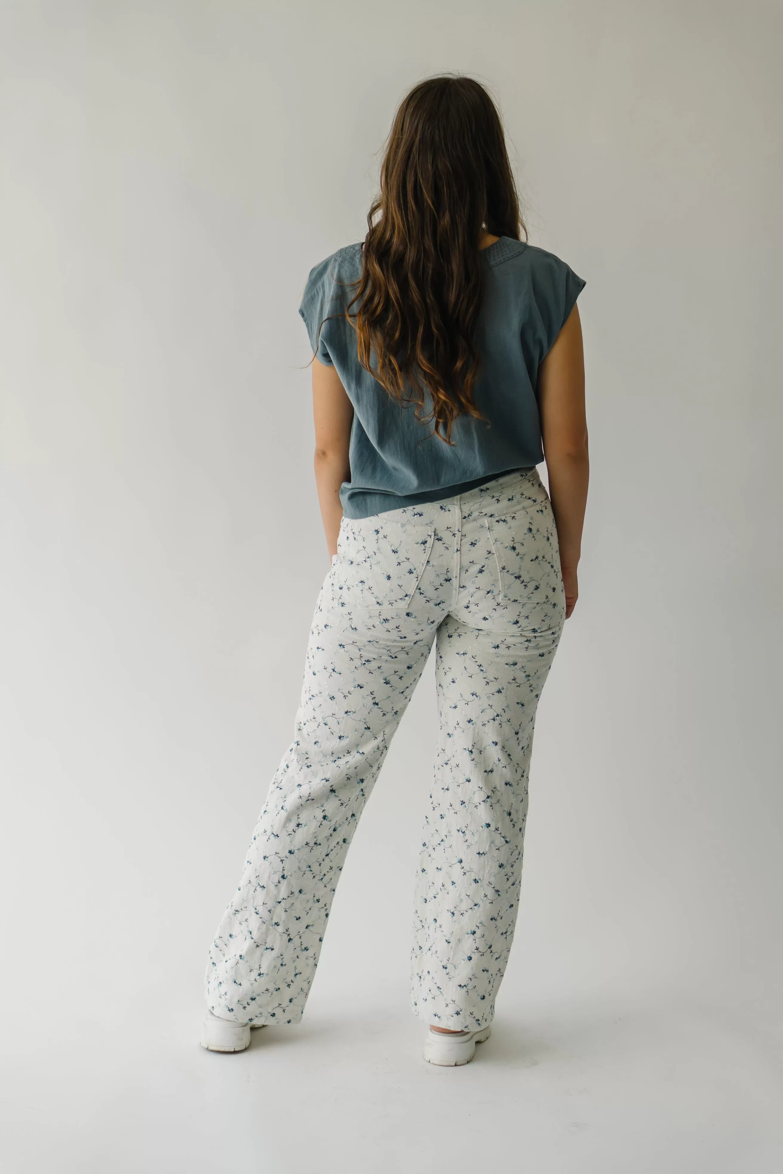 The Goucher Embroidered Pant in Ivory Floral