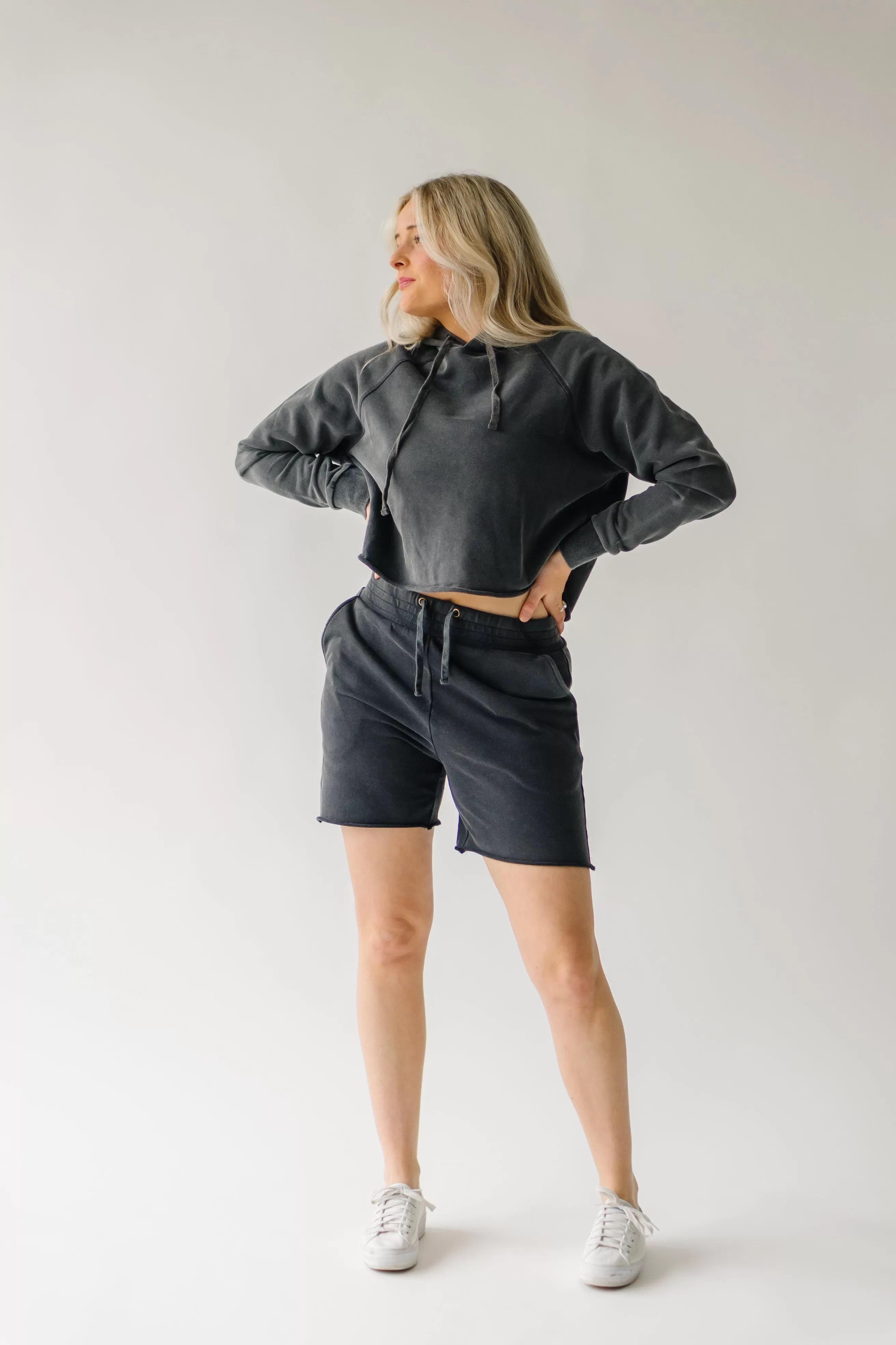 The Gretel Raw Edge Sweat-Shorts in Black