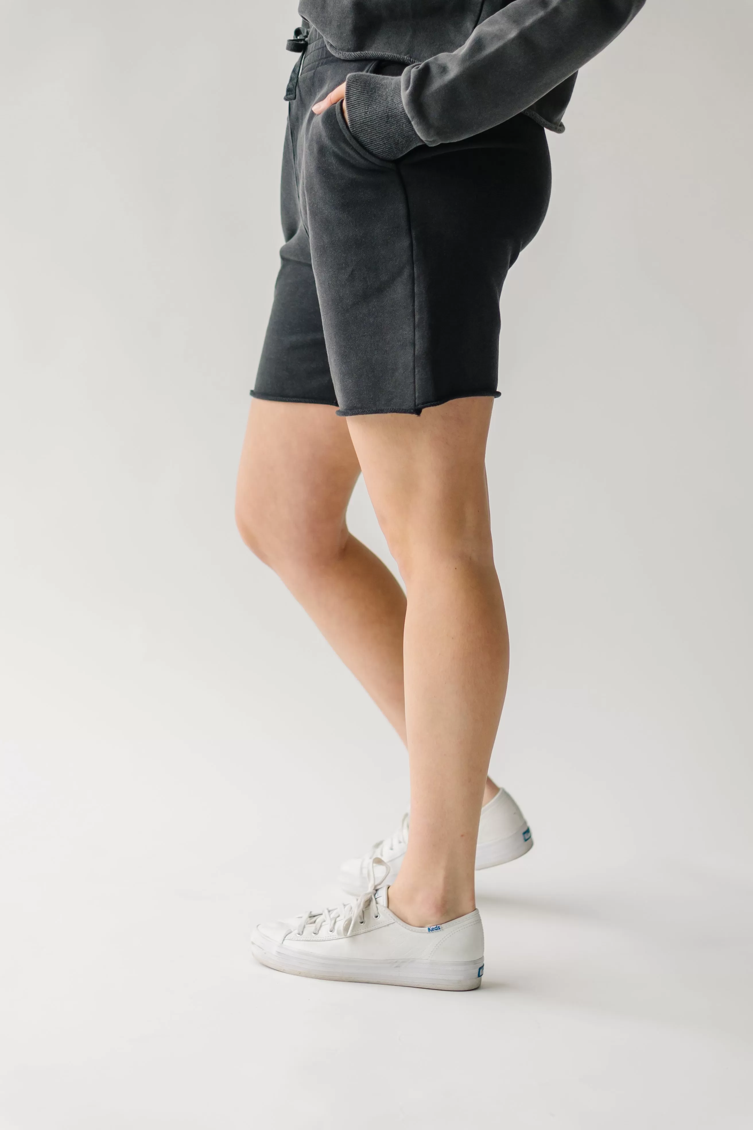 The Gretel Raw Edge Sweat-Shorts in Black