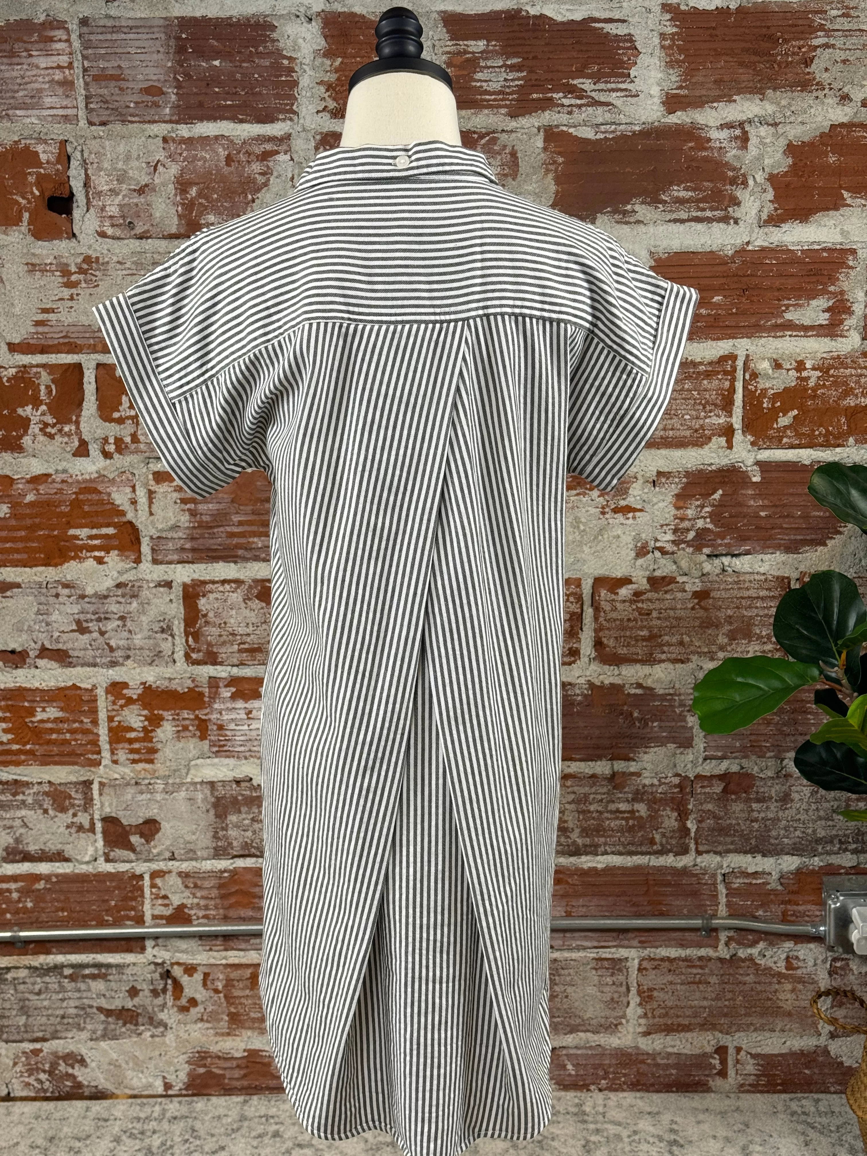 Thread & Supply Crescent Dress in White & Black Stripe