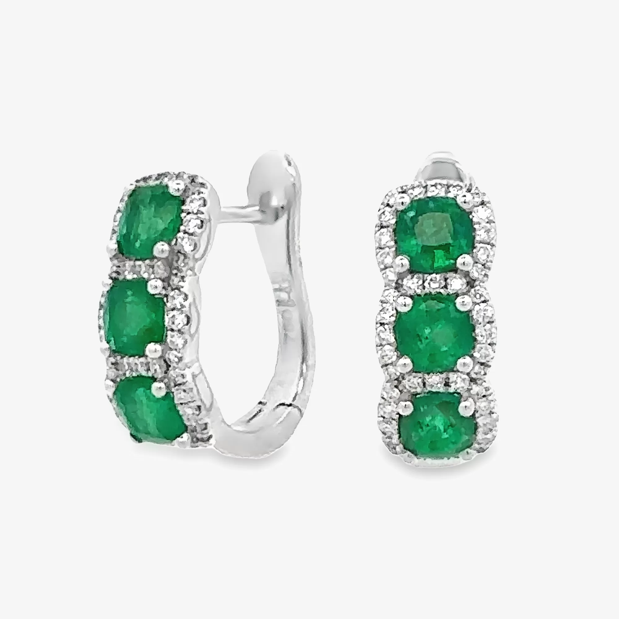 U-Hoop Emerald & Diamond Halo Earring