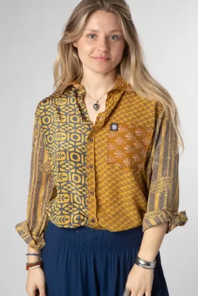 Upcycled Sari Silk Womens Shirt