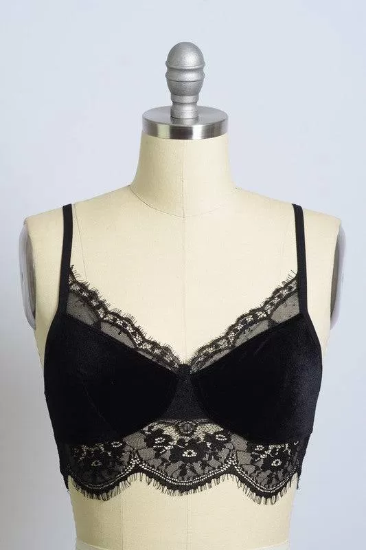 Velvet and Lace Half Cami