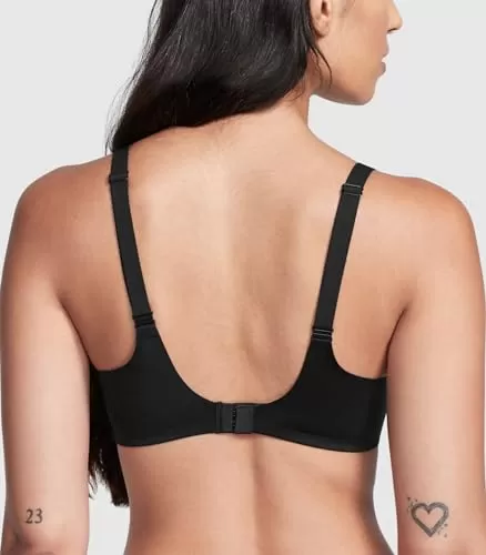 Victoria's Secret Infinity Flex Push Up Bra, Seamless Bra, Wireless Bra, Full Coverage Bra, Back Smoothing Bra, Padded Bra, T Shirt Bra, Bras No Underwire, Comfortable Bras for Women, Black (32C)