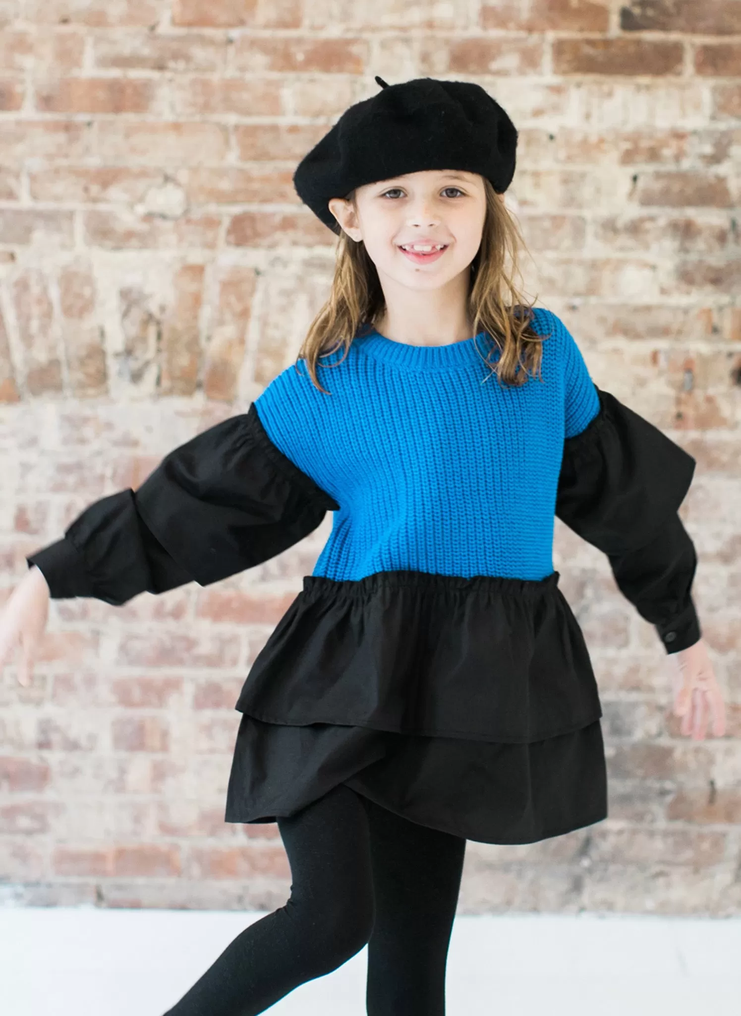 Vierra Rose Liv Two Tone Ruffle Sweater in Black Combo