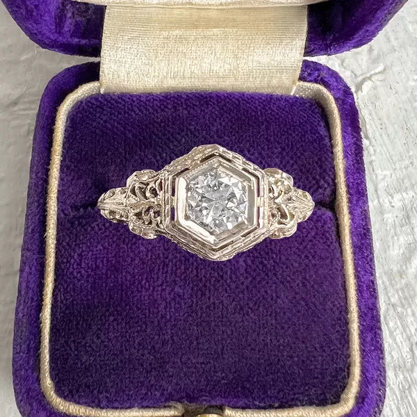 Vintage Filigree Diamond Engagement Ring, TRB 0.25ct.