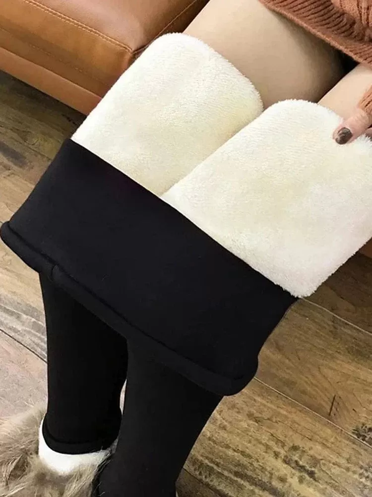 Winter Thermal Fleece-Lined Yoga Leggings for Women