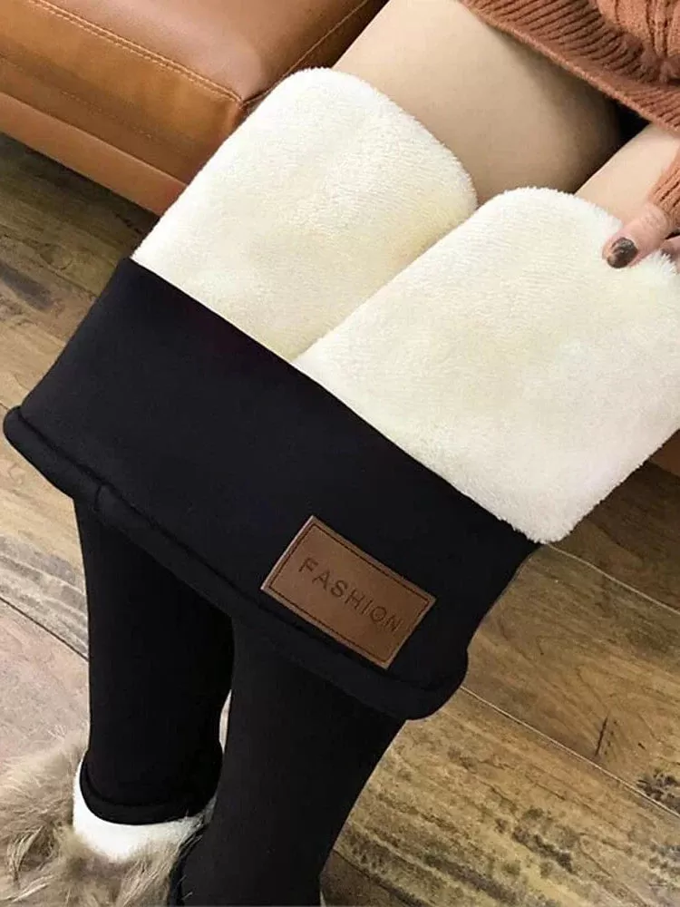 Winter Thermal Fleece-Lined Yoga Leggings for Women