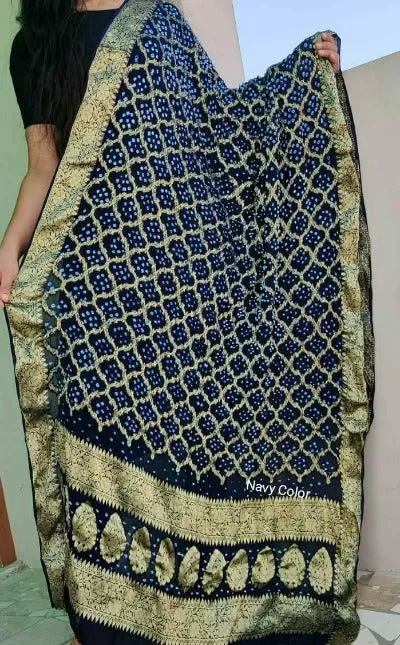 Women Georgette Banarasi Handmade Bandhani Dupattas