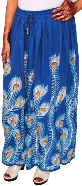 Womens Indian Long Skirts Sequins Ankle Length India Clothing (Blue)