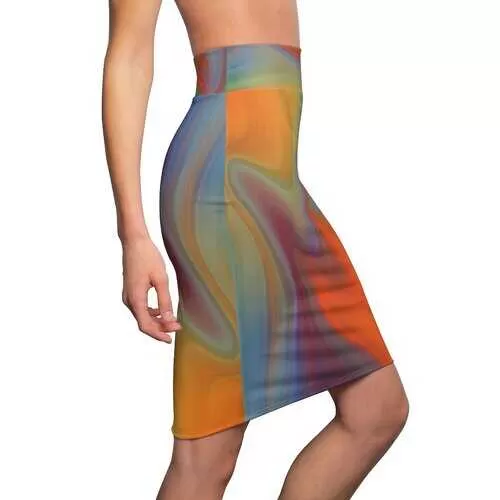 Womens Skirts, Orange Autumn Swirl Style Skirt