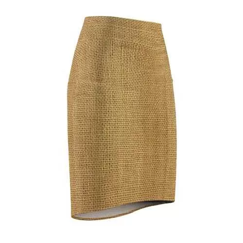 Womens Skirts, Sandy Brown Sackcloth Style Pencil Skirt