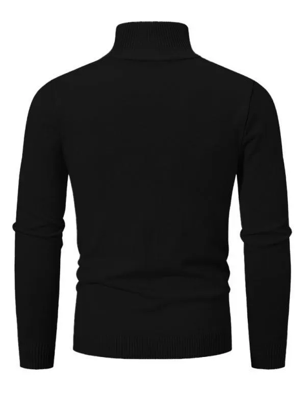 Zipper Turtleneck Men Pullover Sweater