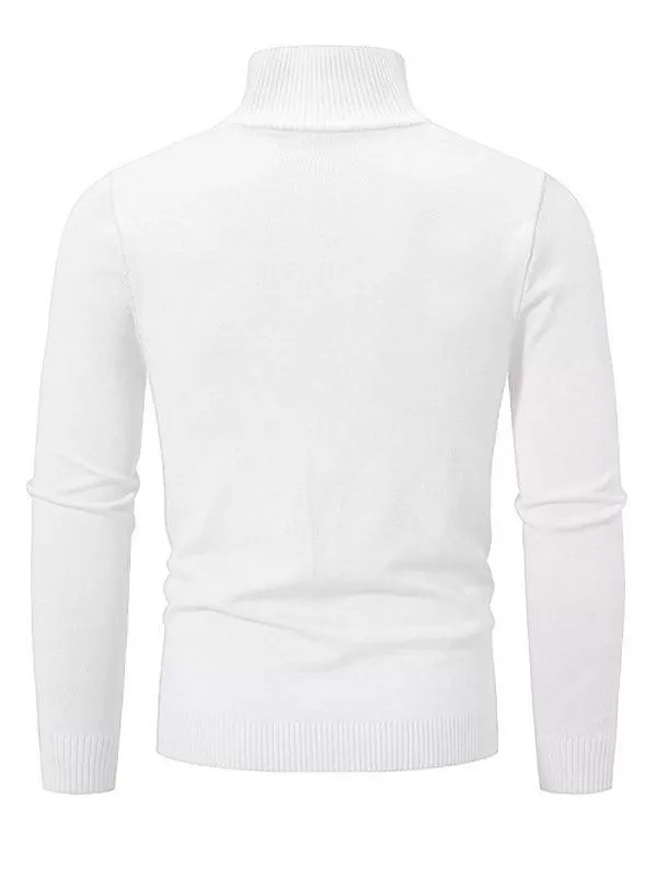 Zipper Turtleneck Men Pullover Sweater