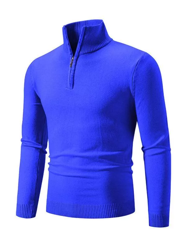 Zipper Turtleneck Men Pullover Sweater